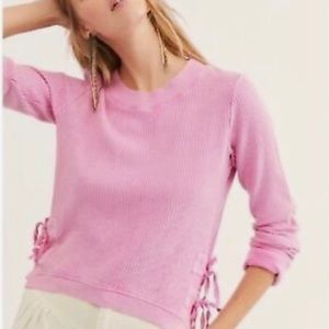 Free People Thermal Crop Side Ties Hi Lo in pink